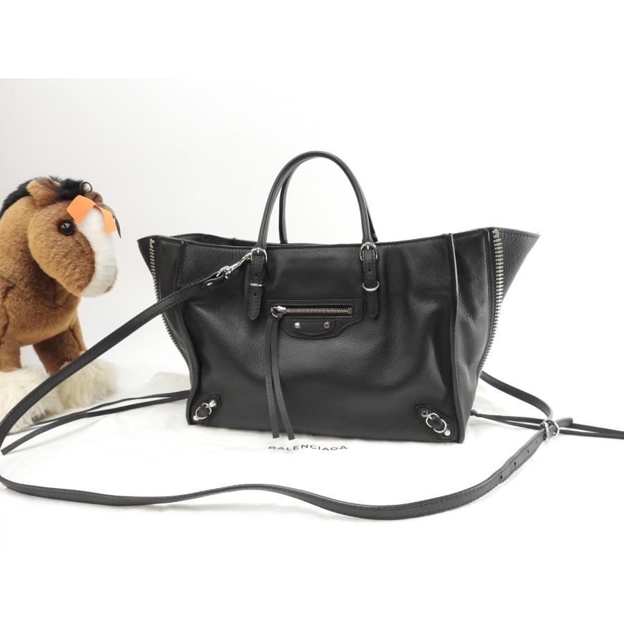 PAPIER（BALENCIAGA） バレンシアガ ペーパーミニ A6ジップ レザー黒 
