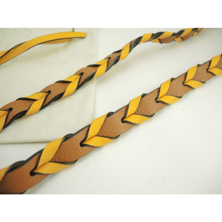 【美品】ロエベ　LOEWE　シン ブレイデッド ストラップ　ショルダー　イエロー LOEWE(ロエベ) ショルダーストラップ シン ブレイデッド ストラップ