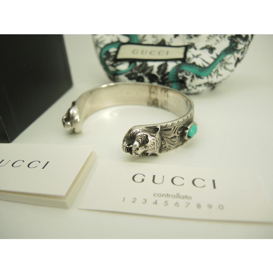 GUCCI グッチ バングル タイガーヘッド ストーン付AG925 GUCCI グッチ バングル タイガーヘッド ストーン付AG925