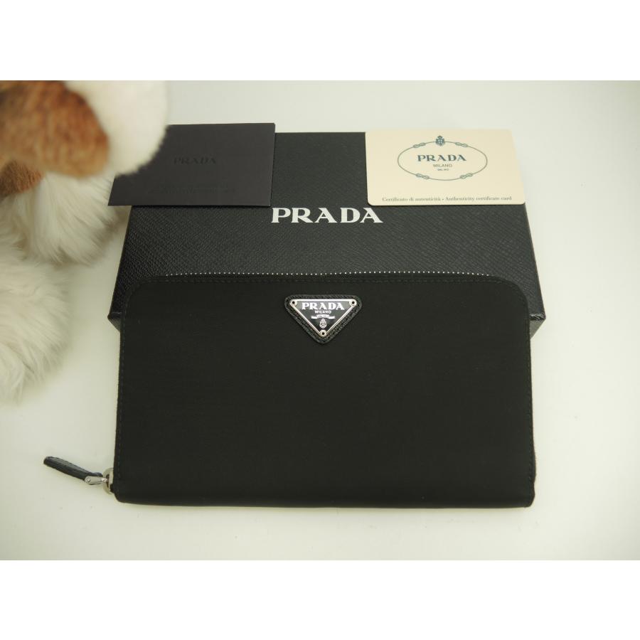 PRADA（プラダ） ロングウォレット ナイロン/サフィアーノ 黒 ラウンド