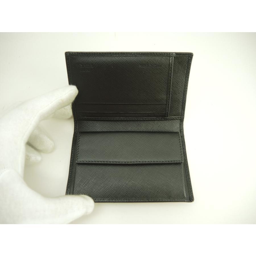 Y【新品未使用】プラダ サフィアーノ コンパクトウォレット 三角プレート PRADA プラダ コンパクトウォレット 三角プレート テスート