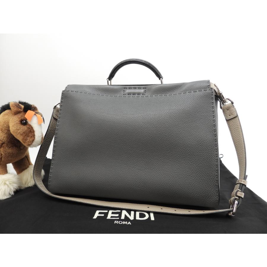 PEEKABOO フェンディ ピーカブー大 セレリアレザー灰 メンズ  