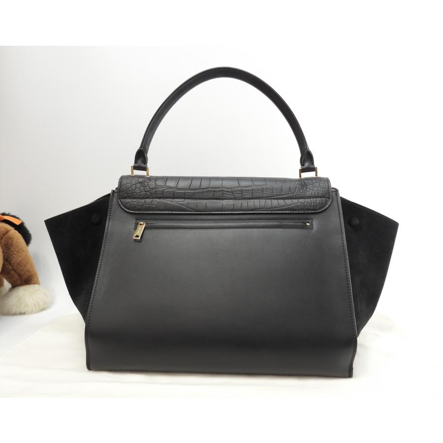 CELINE（セリーヌ） トラペーズGM クロコ型押レザー 黒 ハンドバッグ 
