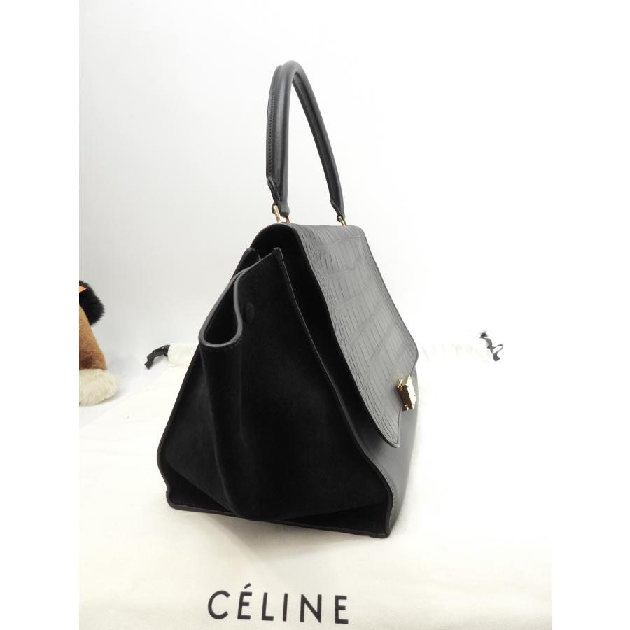 CELINE（セリーヌ） トラペーズGM クロコ型押レザー 黒 ハンドバッグ 