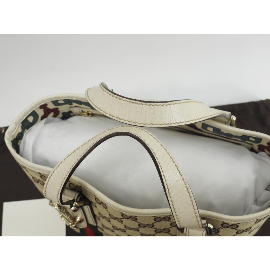 GG グッチ トートバッグ小 GGウェブ デニム茶/レザー白 ミニ  