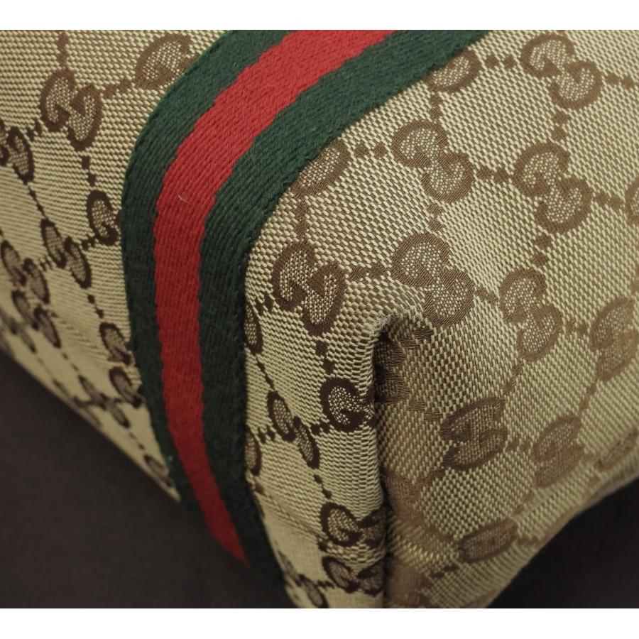 GG グッチ トートバッグ小 GGウェブ デニム茶/レザー白 ミニ  