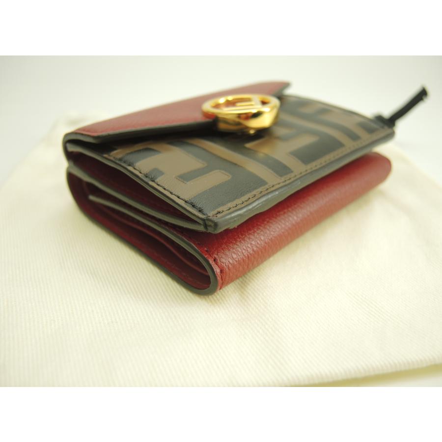 F is FENDI フェンディ ミニウォレット エフイズフェンディ FFレザー赤 