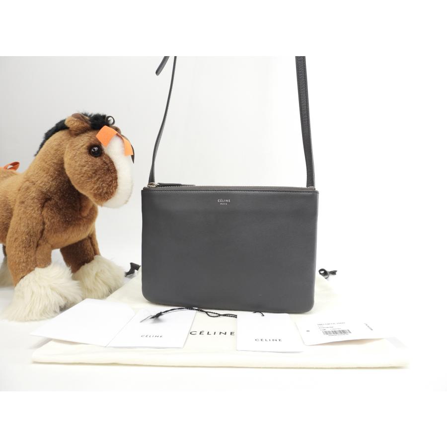TRIO（CELINE） セリーヌ トリオスモール スムースレザー 濃灰  