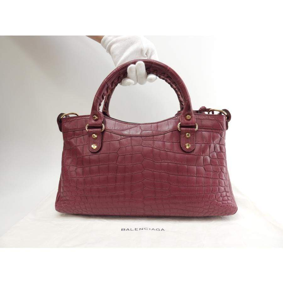 BALENCIAGA ザ ファースト レッド BALENCIAGA バレンシアガ ザファースト クロコダイルレザー ワイン
