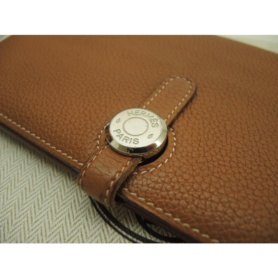 Dogon エルメス ドゴンロング トゴ ゴールド シルバー金具 2折長財布@T