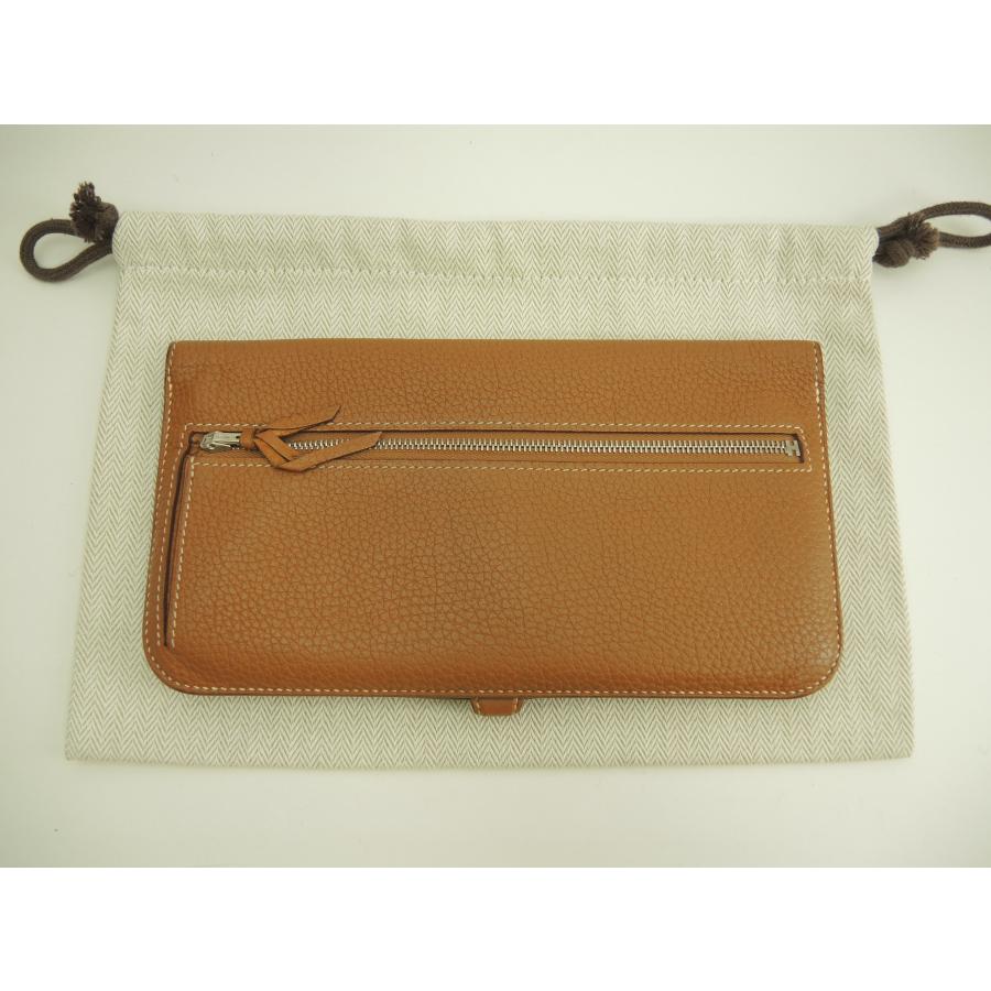 Dogon エルメス ドゴンロング トゴ ゴールド シルバー金具 2折長財布@T