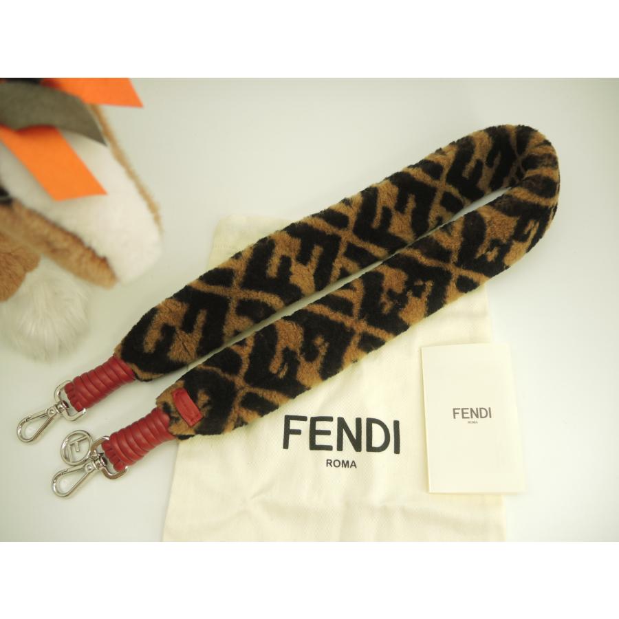 FENDI フェンディ ロングショルダーストラップ FFモチーフ ムートン茶  