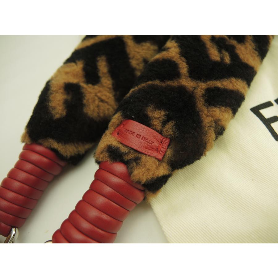 FENDI フェンディ ロングショルダーストラップ FFモチーフ ムートン茶  