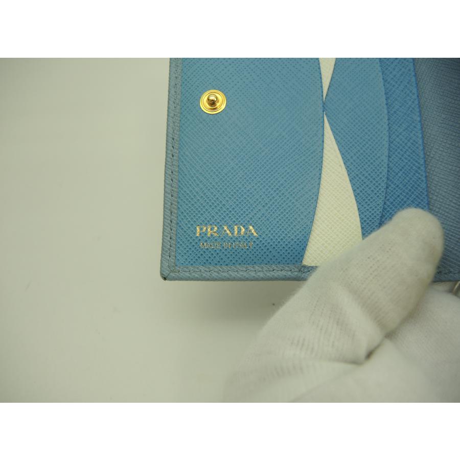SAFFIANO（PRADA） プラダ コンパクトウォレット サフィアーノ水色