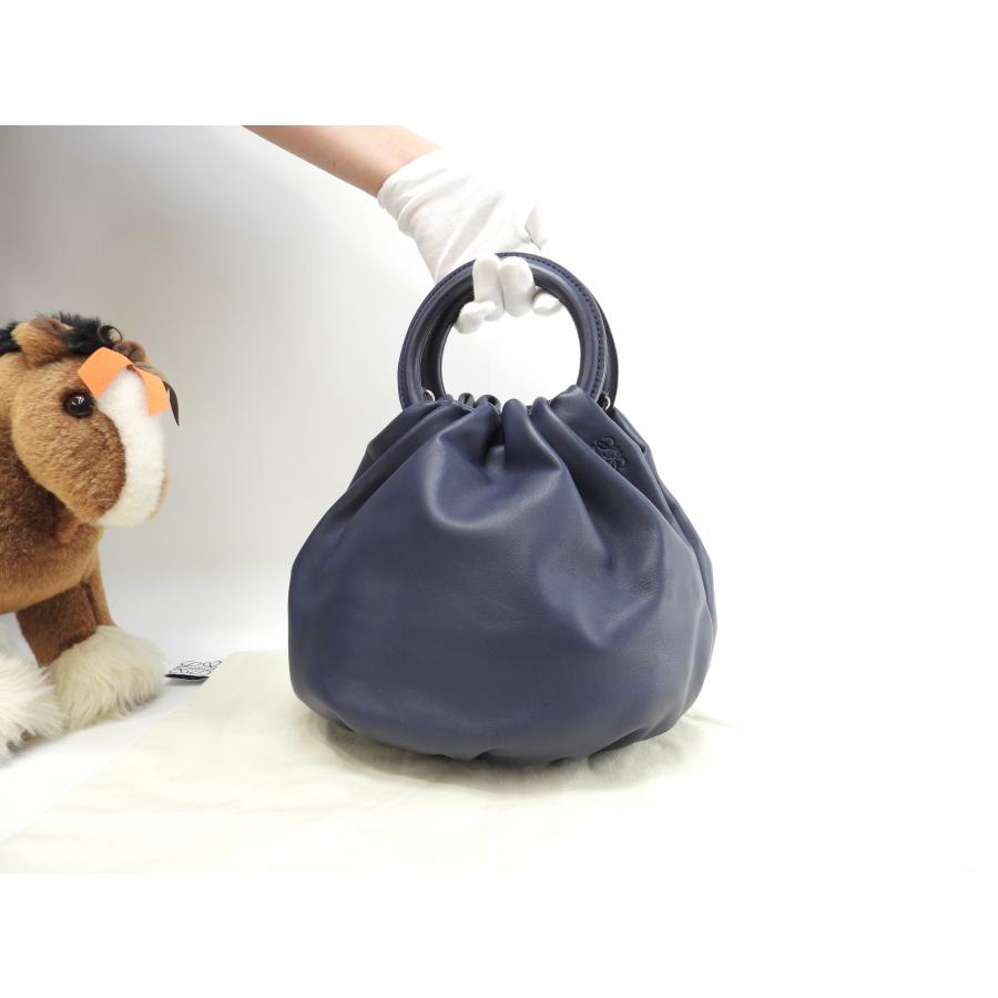 LOEWE（ロエベ） バウンス スモール レザー紺 ハンドバッグ 美品 