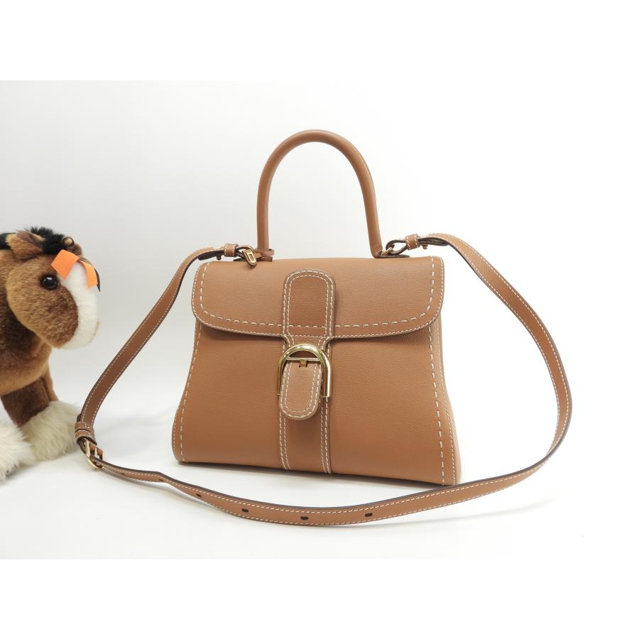 DELVAUX デルヴォー ブリヨンMMサーピケ 型押レザー 茶 ハンドバッグ  