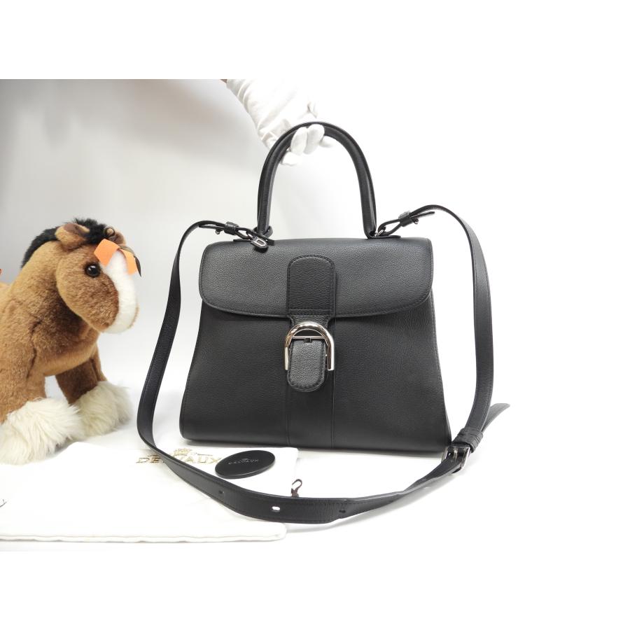 DELVAUX デルボー ブリヨンMM 型押レザー 黒 ハンドバッグ