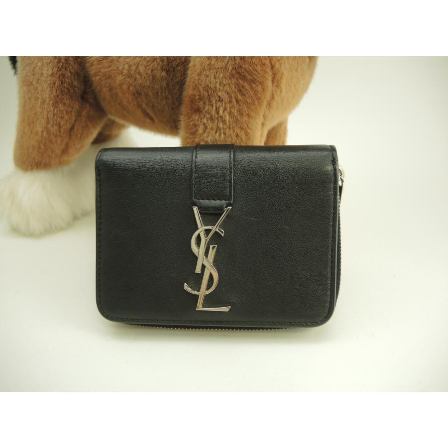 SAINT LAURENT サンローラン スモールジップウォレット YSL レザー黒