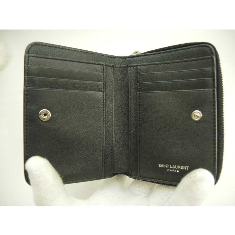 SAINT LAURENT サンローラン スモールジップウォレット YSL レザー黒