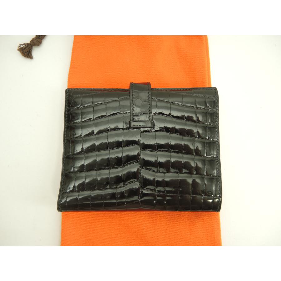 Bearn エルメス ベアンコンパクト クロコニロティカス 黒 コンパクト