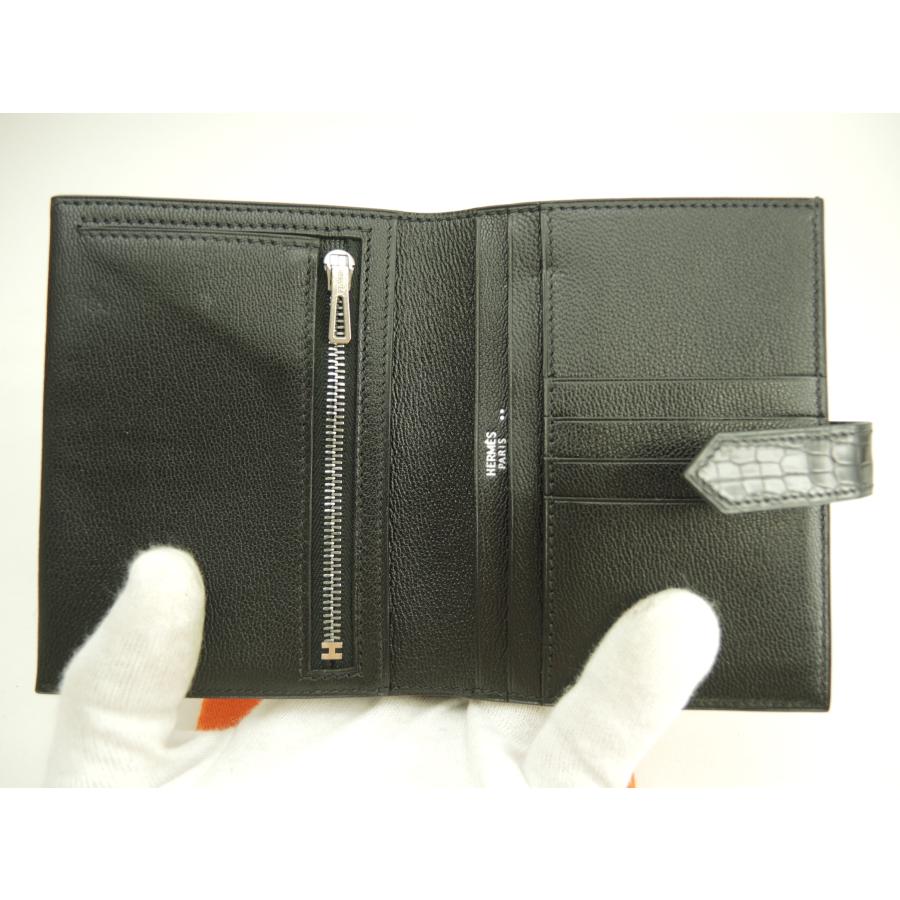 Bearn エルメス ベアンコンパクト クロコニロティカス 黒 コンパクト