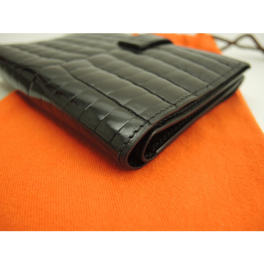 Bearn エルメス ベアンコンパクト クロコニロティカス 黒 コンパクト