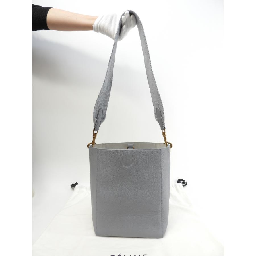 CELINE（セリーヌ） ソーサングルバケット スモール レザー薄青
