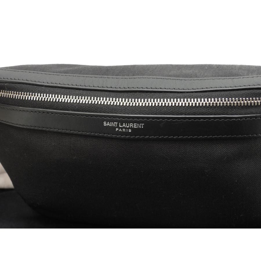 SAINT LAURENT サンローラン ボディバッグ シティ コットン/レザー黒