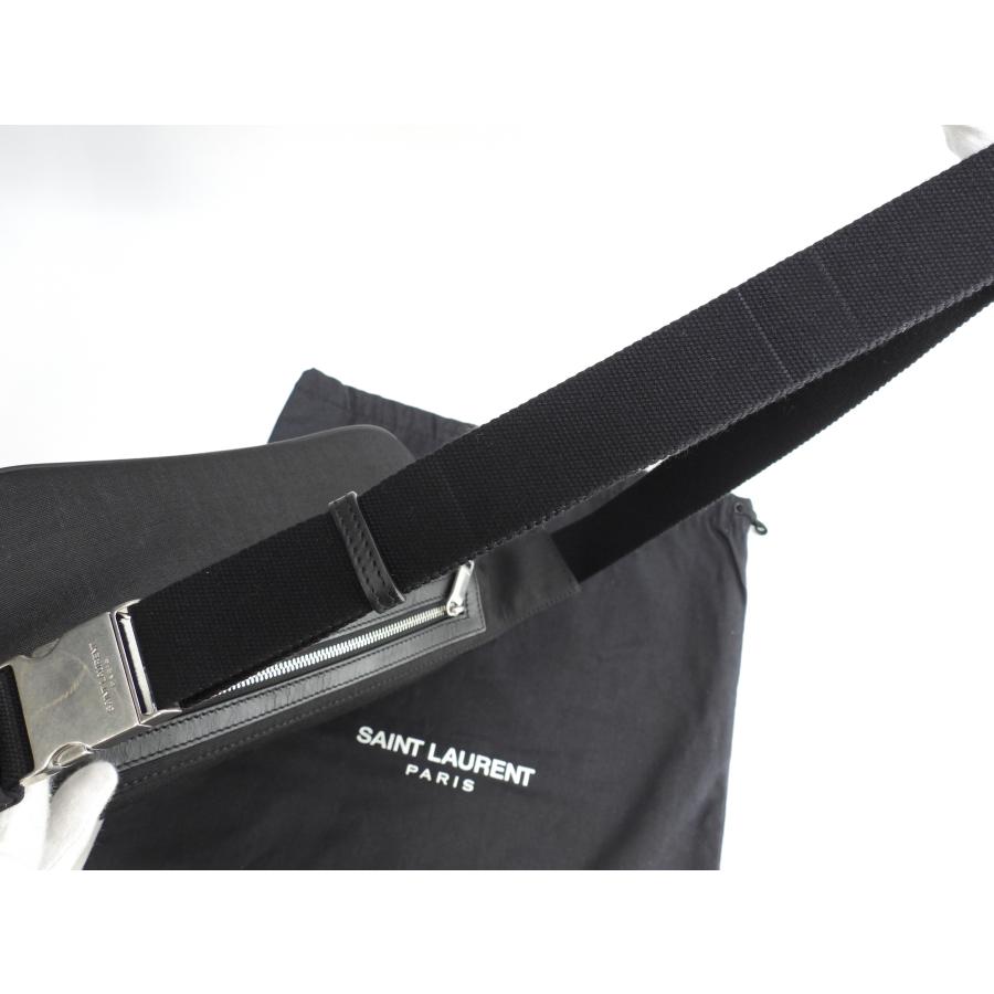 SAINT LAURENT サンローラン ボディバッグ シティ コットン/レザー黒