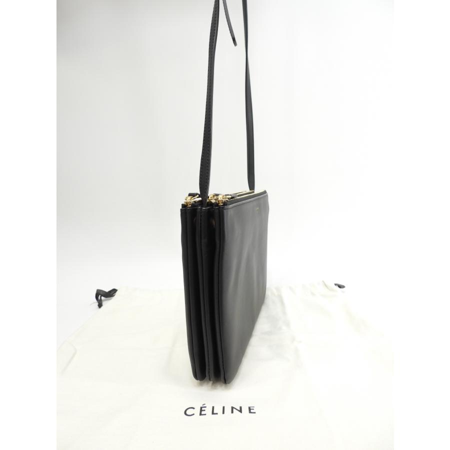 TRIO（CELINE） セリーヌ トリオラージ ポシェット レザー黒 クロス 
