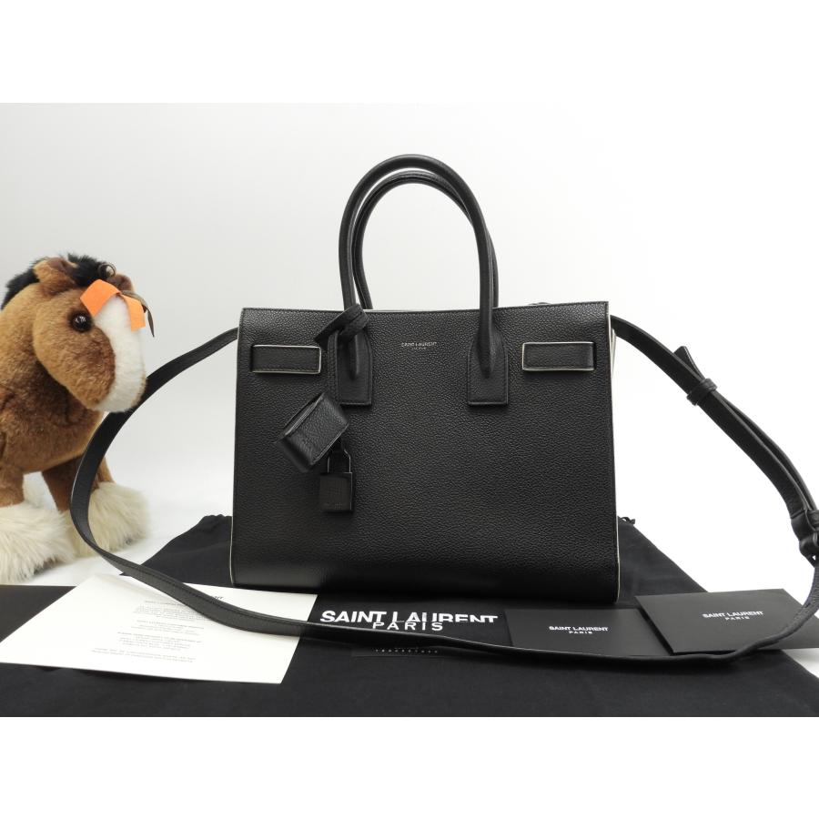 SAINT LAURENT ベイビー サックドジュール レザー ハンドバッグ 355153 ホワイト×ブラック (189245 main image 0