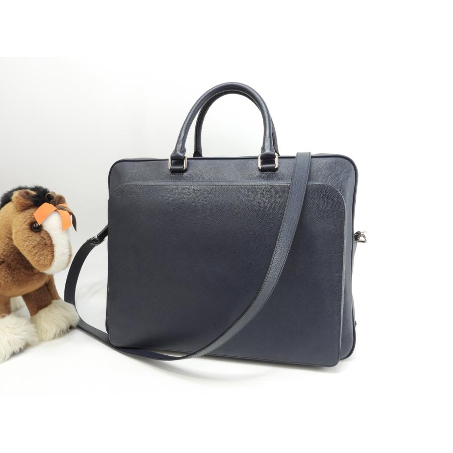 SAFFIANO（PRADA） プラダ s付ブリーフケース サフィアーノ 紺 書類