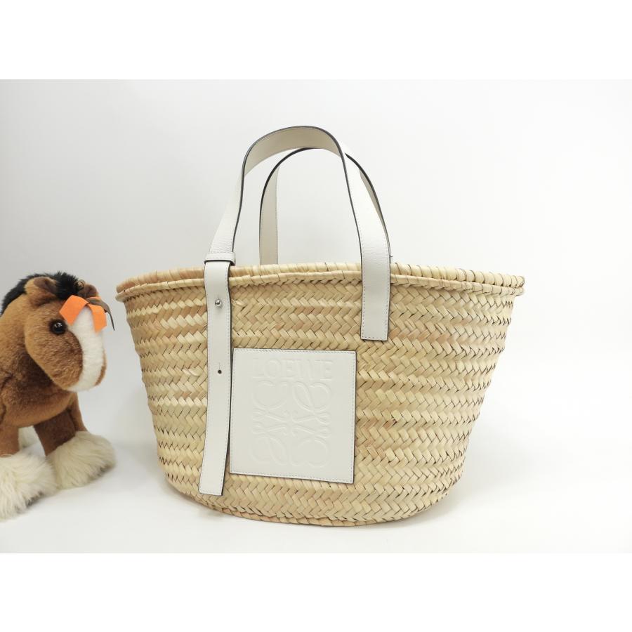 Basket(LOEWE) ロエベ バスケット カゴバッグ中 ナチュラル白 Basket(LOEWE) ロエベ バスケット カゴバッグ中 ナチュラル白