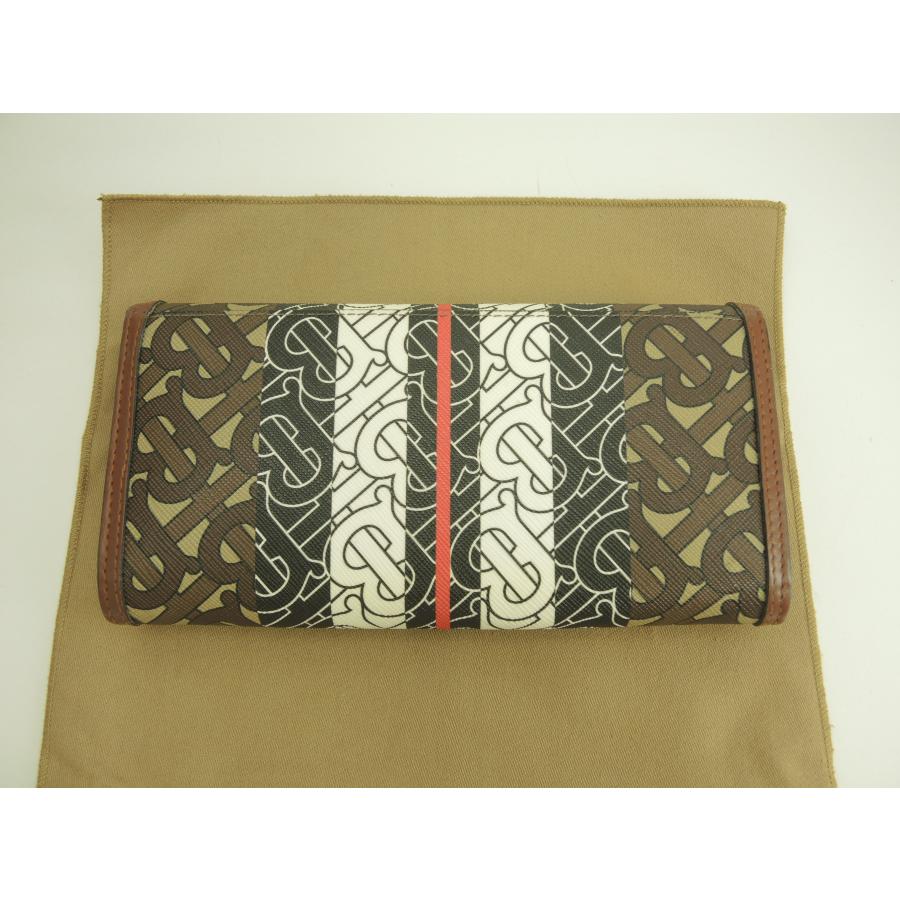 BURBERRY（バーバリー） 2折長財布 ハルトンフラップTB PVC革茶白