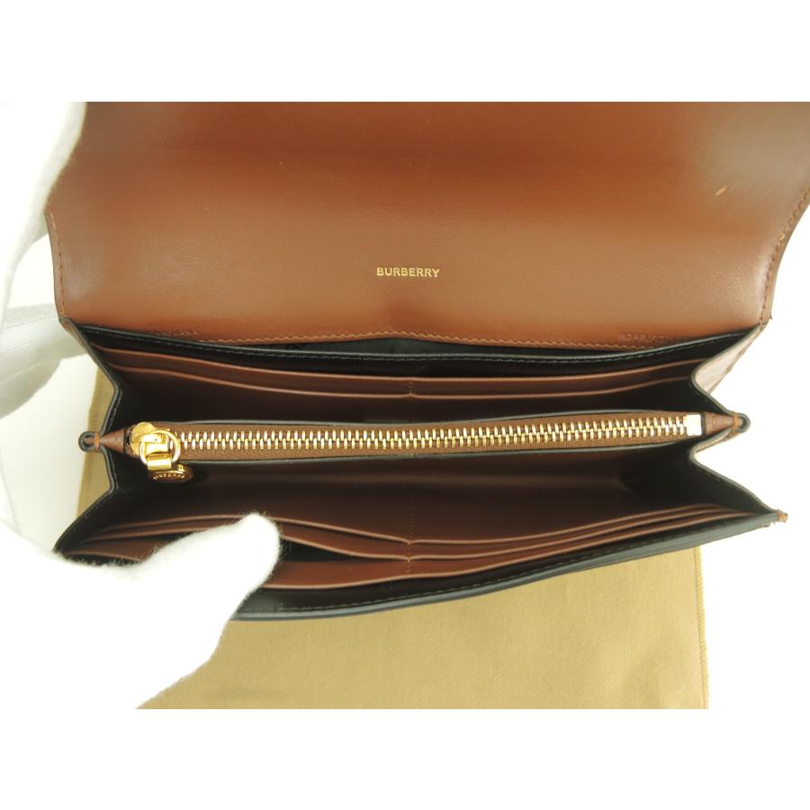 BURBERRY（バーバリー） 2折長財布 ハルトンフラップTB PVC革茶白