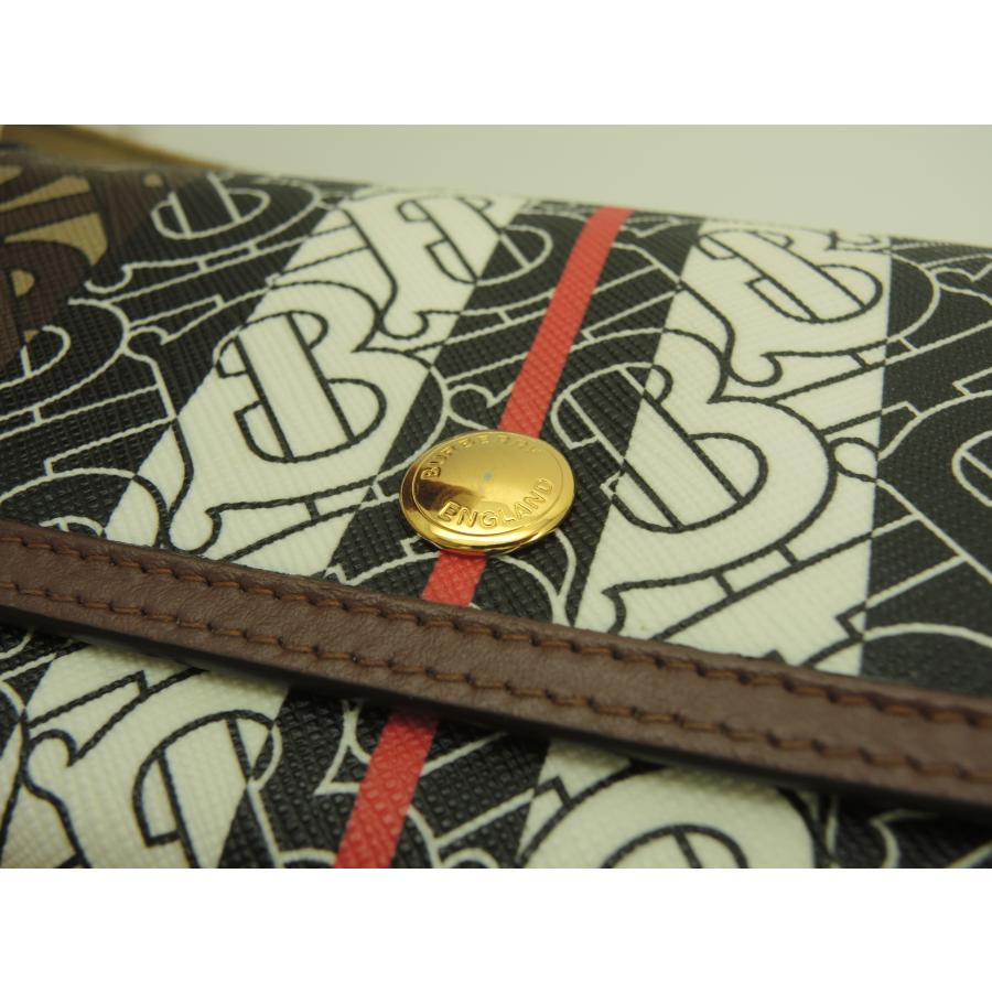 BURBERRY（バーバリー） 2折長財布 ハルトンフラップTB PVC革茶白