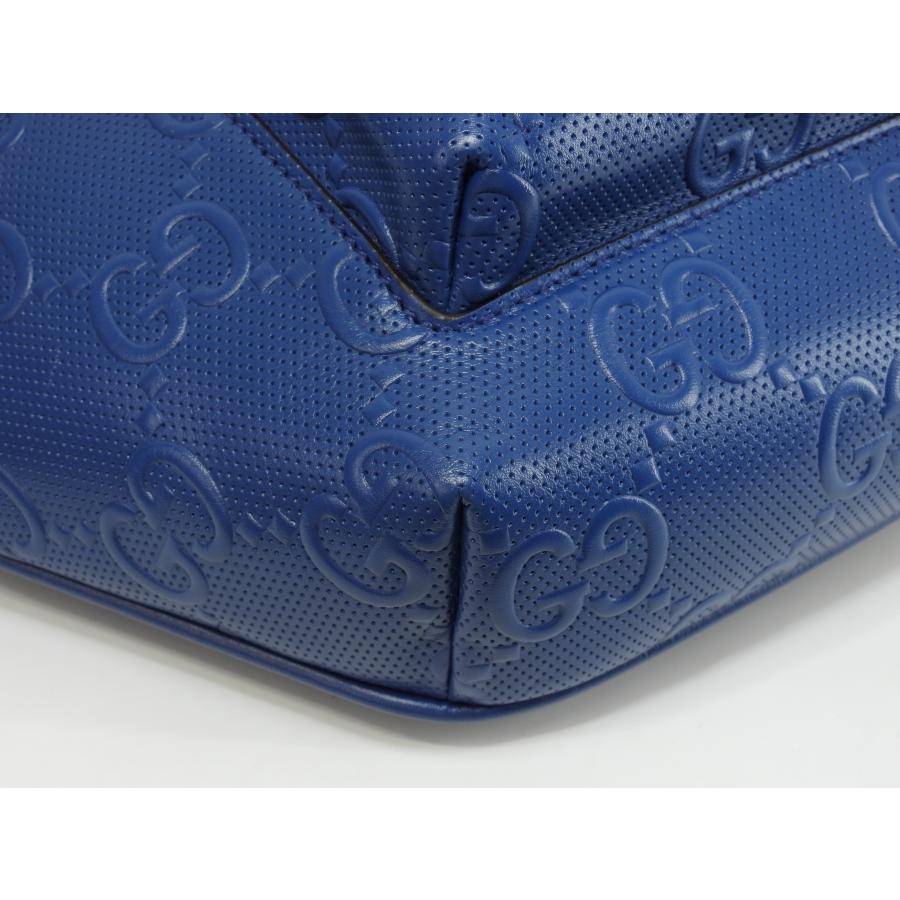 GG グッチ ボディバッグ大 型押GG レザー青 斜掛ショルダーバッグ