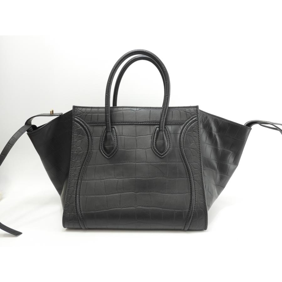 CELINE セリーヌ ラゲージファントム クロコ型押レザー 黒 