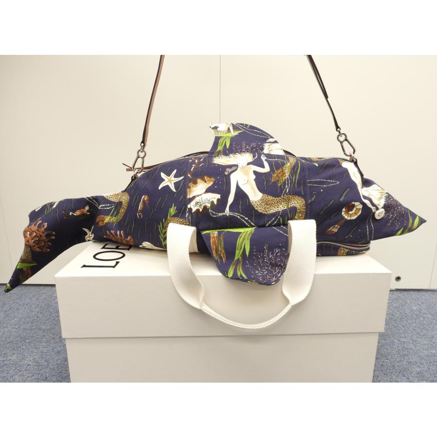 LOEWE（ロエベ） シャークバッグ パウラズイビザ コットン革青