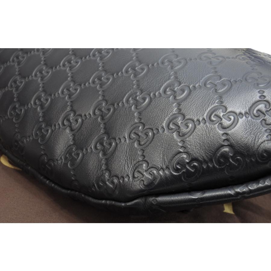 グッチシマ グッチ ボディバッグ大 GG レザー紺 斜掛ショルダー