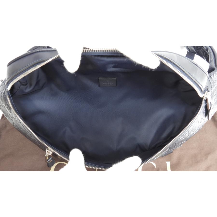 グッチシマ グッチ ボディバッグ大 GG レザー紺 斜掛ショルダーバッグ