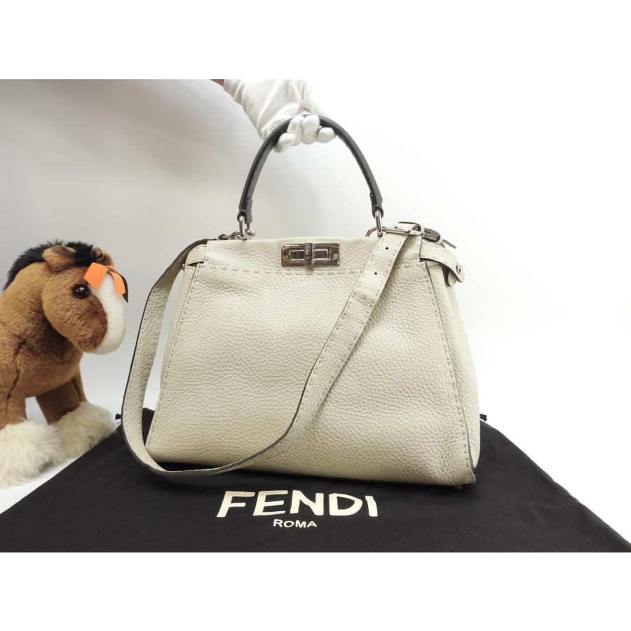 PEEKABOO フェンディ ピーカブーレギュラー セレリアレザー 白灰 