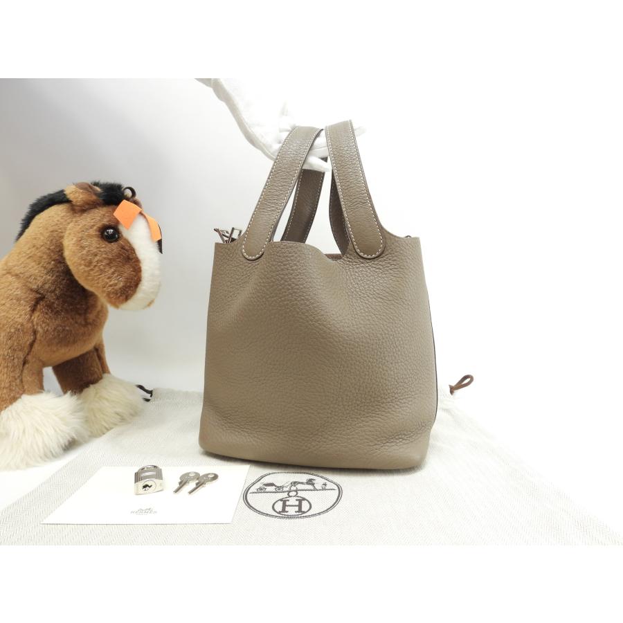 エルメス　ピコタン　PM エトゥープ　シルバー金具　トリヨンクレマンス エルメス ピコタンロック PM エトゥープ トリヨンクレマンス シルバー