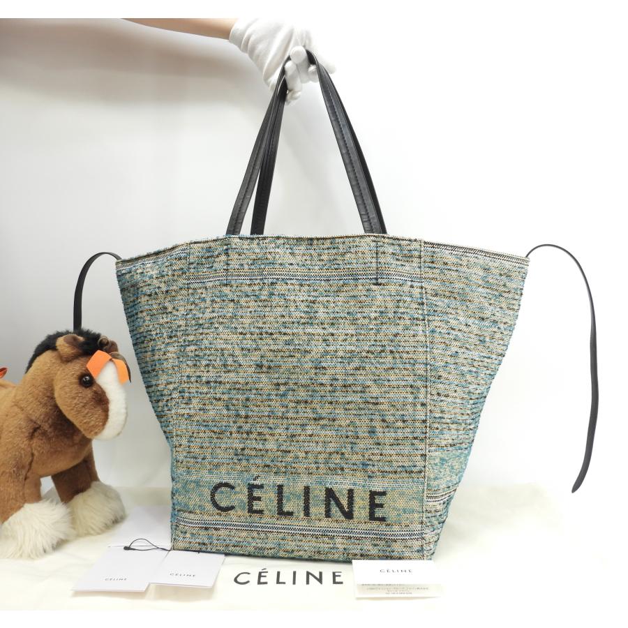 CABAS（CELINE） セリーヌ カバファントムミディアム ツイード 青黄 