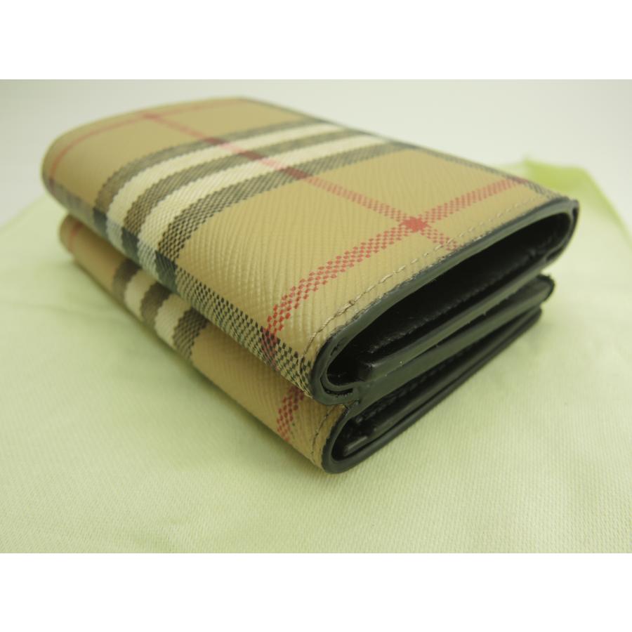 本物良品 ■バーバリー■ミニウォレット チェック キーホルダー ケース財布 BURBERRY（バーバリー） ミニウォレット チェック PVC/レザー 3折財布
