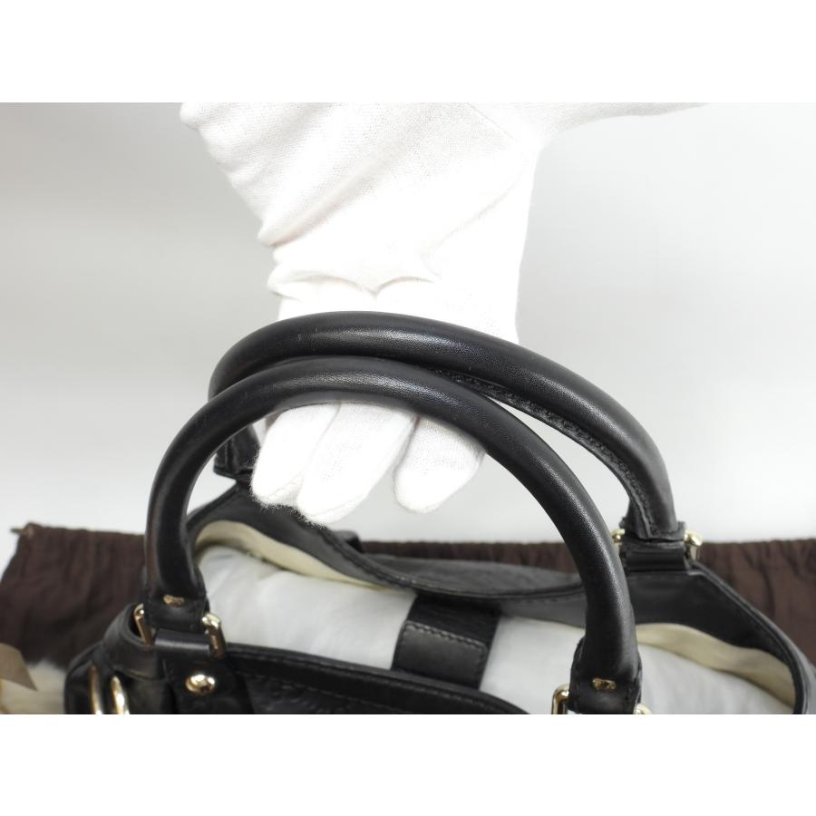 GUCCI（グッチ） ハンドバッグ スーキー シマレザー黒 トートバッグ 美