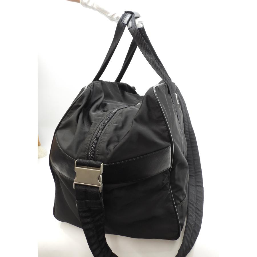 【良品！✨】PRADA プラダ ボストンバッグ ハンド トラベルバッグ 黒 PRADA プラダ ボストンバッグ ブラック 三角ロゴ ナイロン レザー