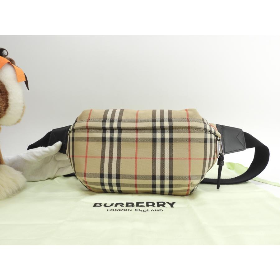 BURBERRY（バーバリー） ベルトバッグ チェック ナイロン革/ベージュ黒