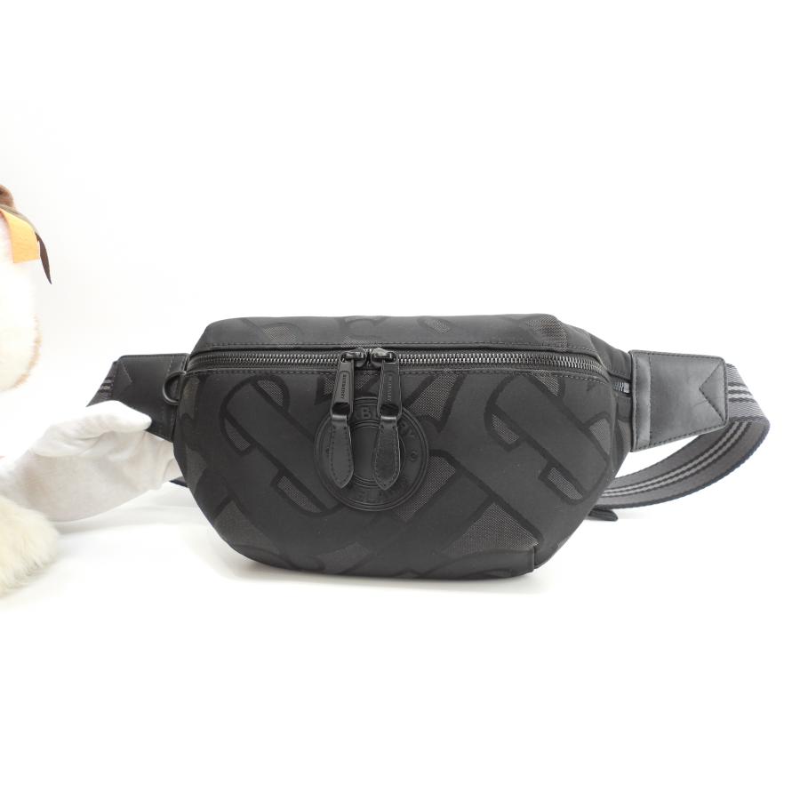 THE TB BAG バーバリー ベルトバッグ TB柄 ナイロン黒革 ボディバッグ 
