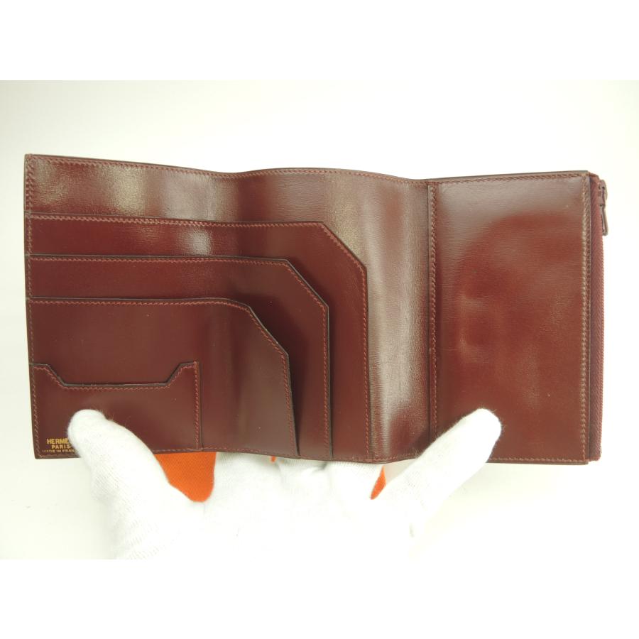 HERMES（エルメス） 3折財布 Boxカーフ ボルドー コンパクトウォレット 